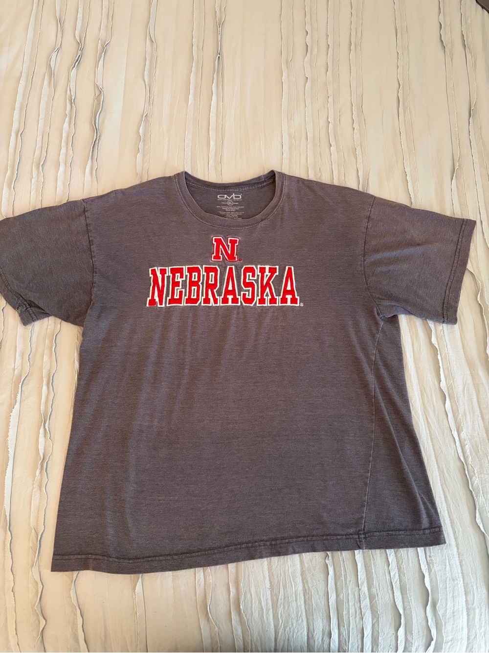 Old Varsity Brand Embroidered Nebraska Tee | Size XL